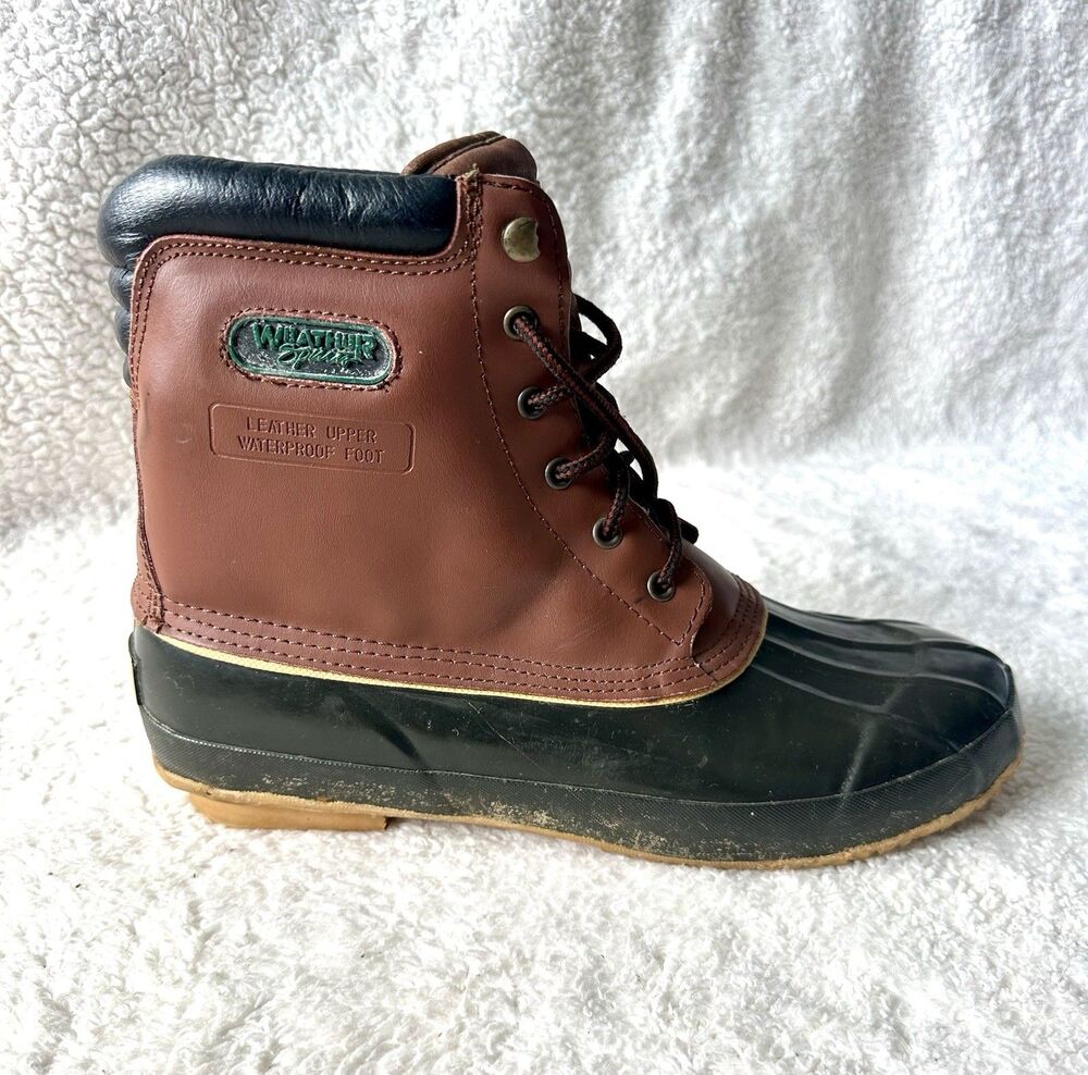 Weather Spirit Duck Boots Mens 13 Waterproof Leather Rubber Winter Boots